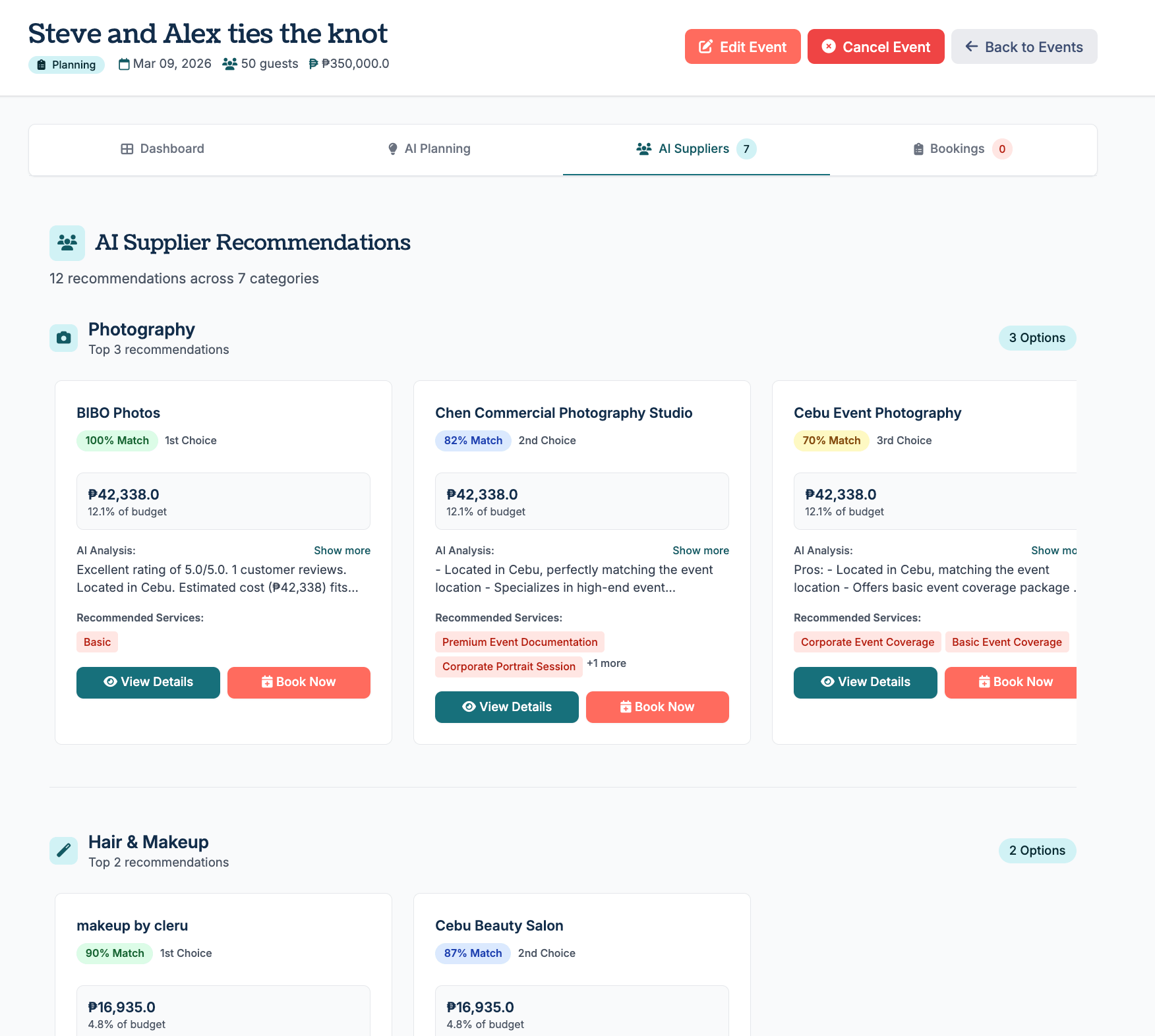 Supplier Matching Interface